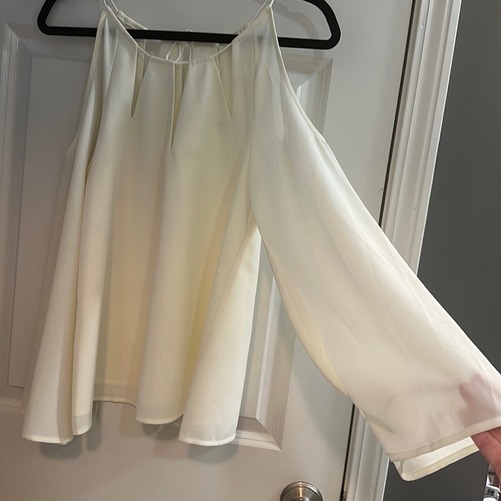 Ivory cold shoulder blouse